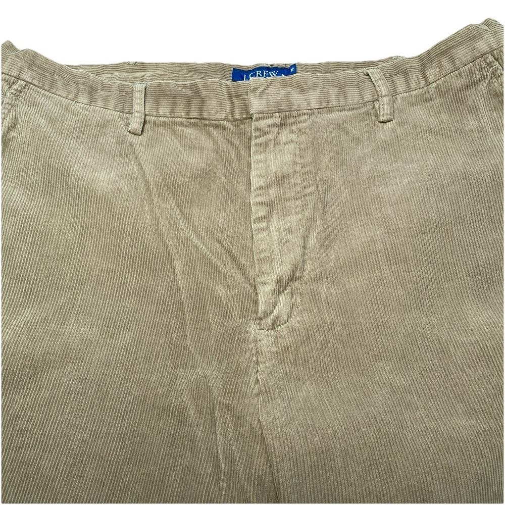 J Crew Corduroy Pants 36 (36x27.5) Mens Flat Front Relaxed Wide Leg Taupe Green